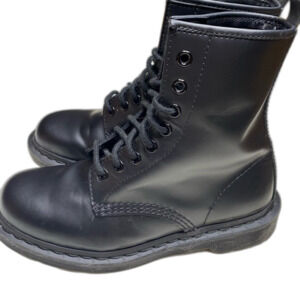 DR MARTENS Boots 1460 Mono 8-Eye Smooth Leather Combat Unisex 7 Womens 6 M Black